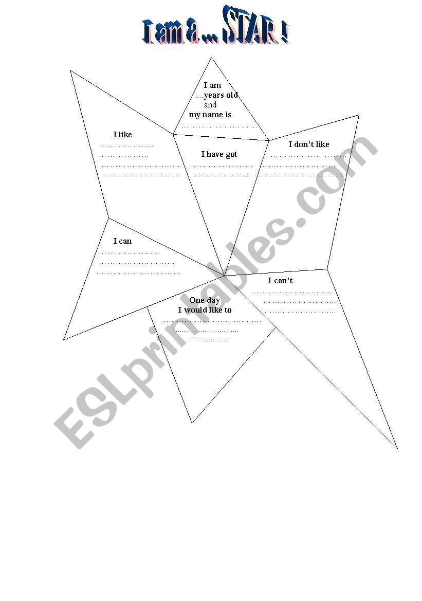 I am a star worksheet