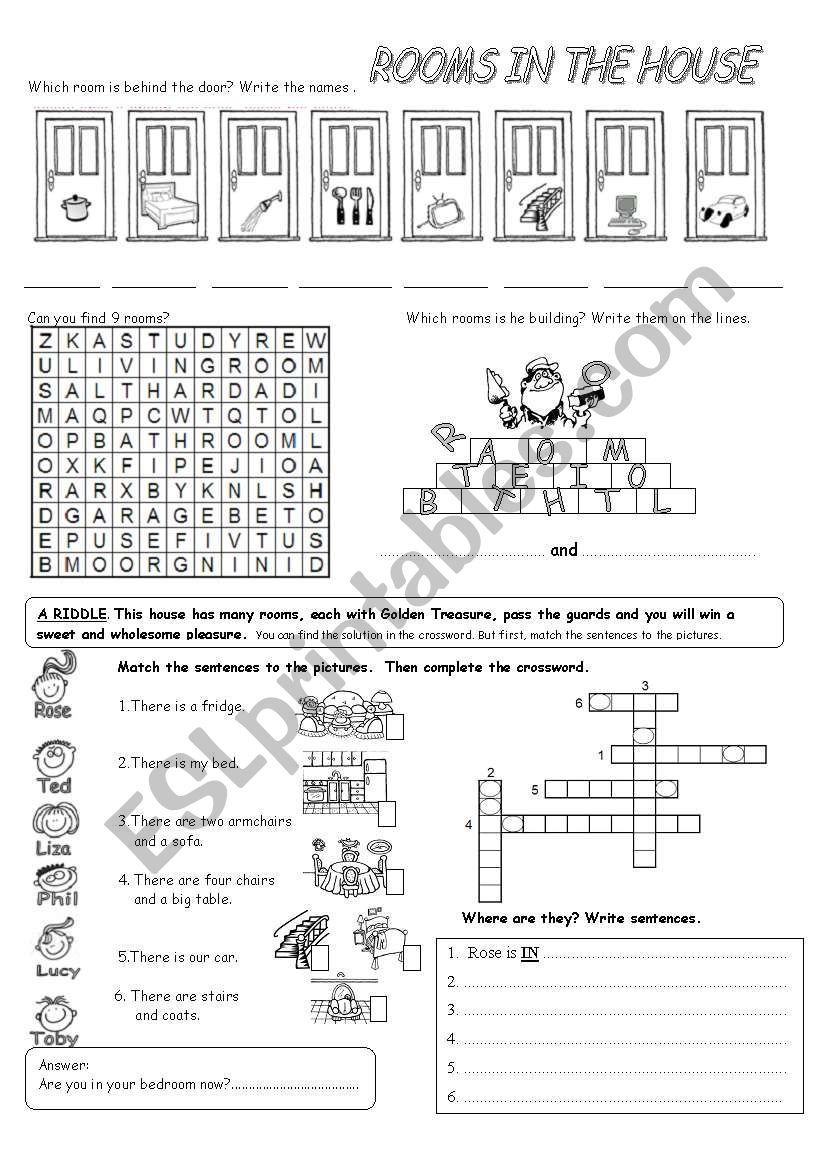 Rooms in the house worksheet