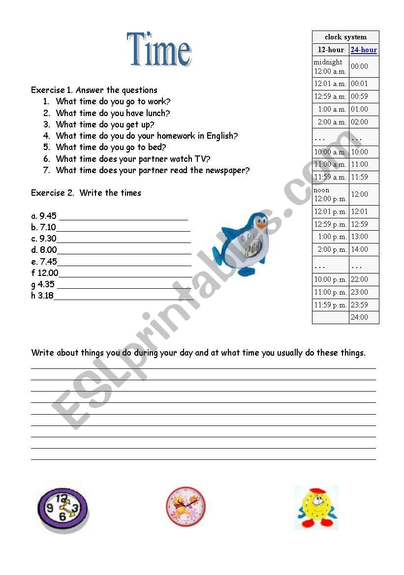 Time worksheet