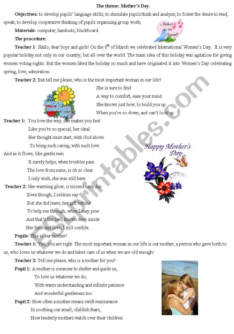 mothers day worksheet