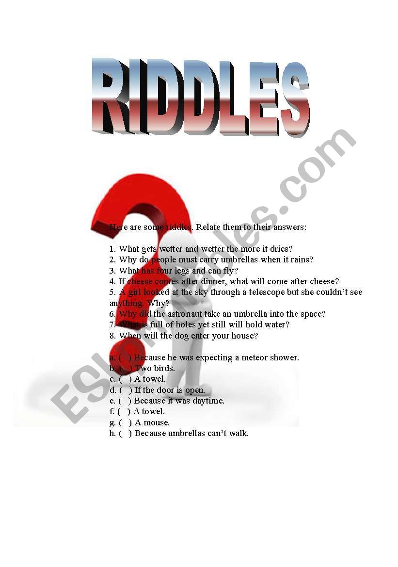 Riddles worksheet