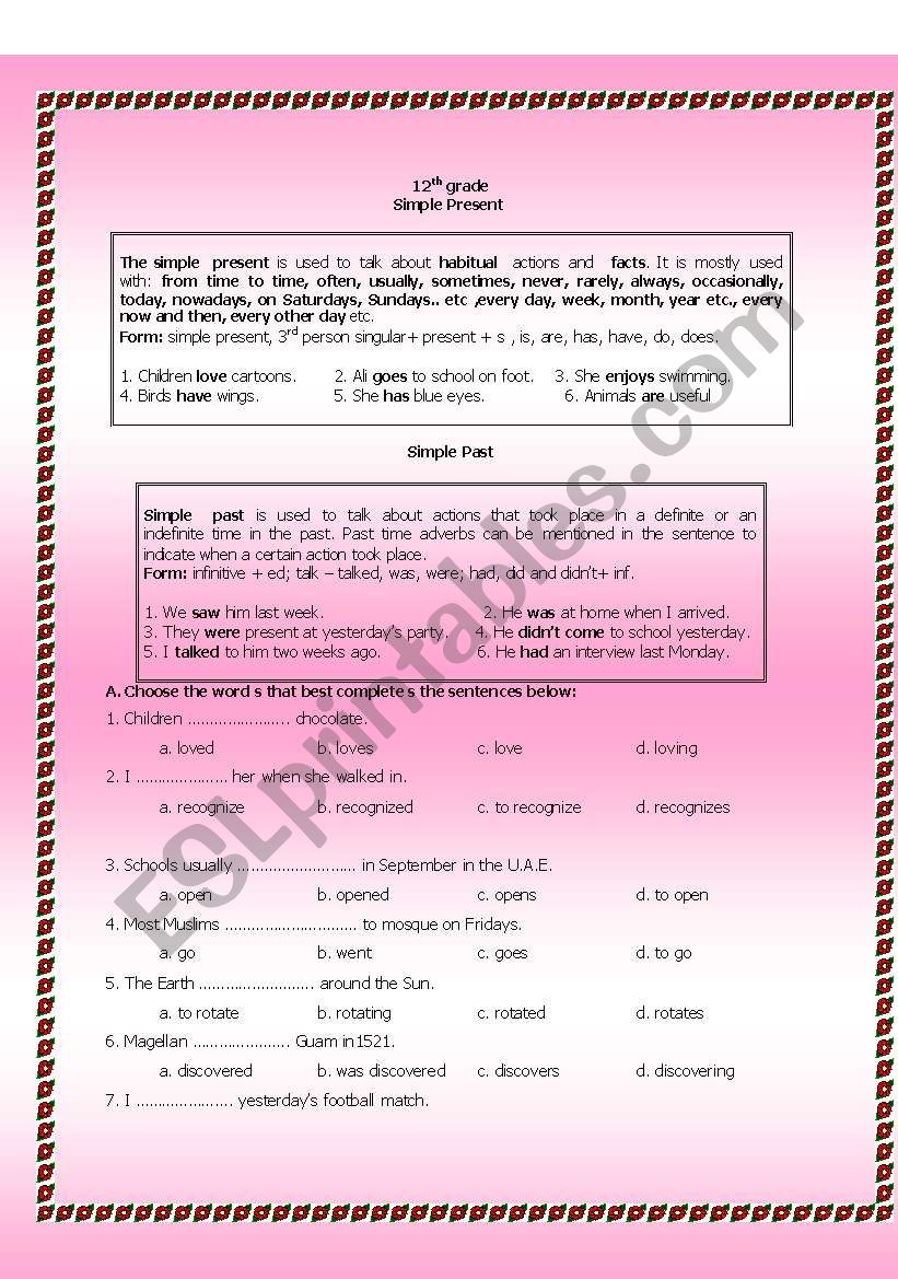 the present simple / past simple tenses 