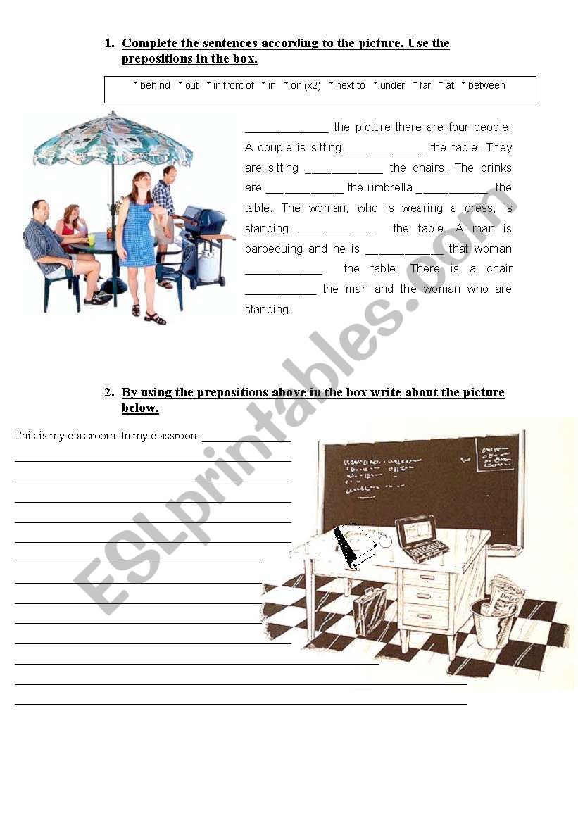 preposition study worksheet