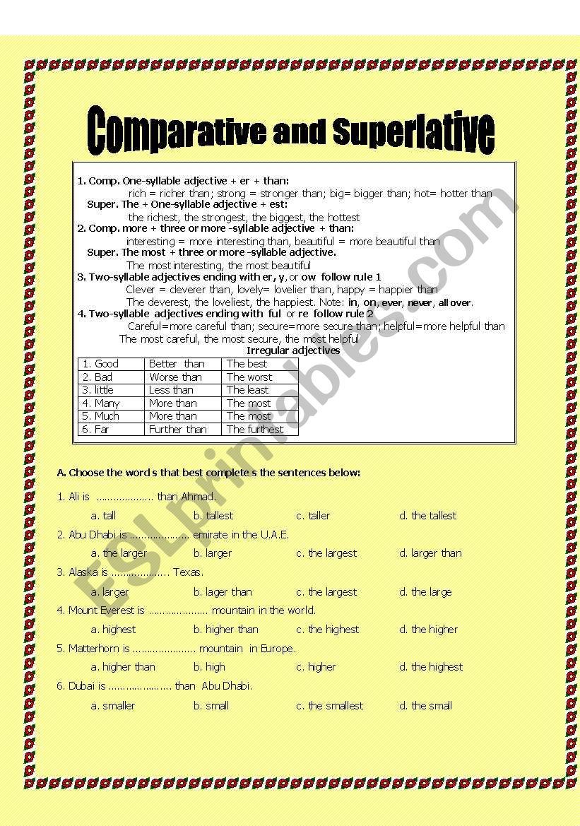 comparatives and supperlatives
