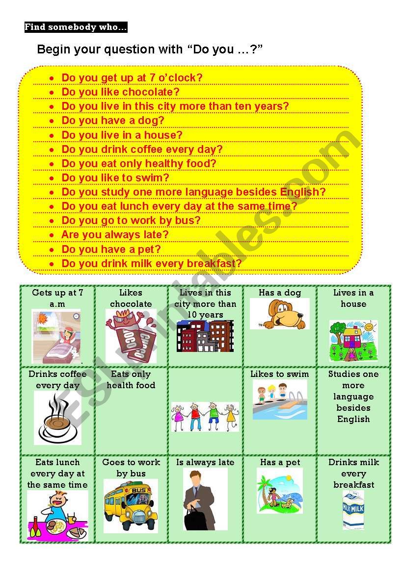 bingo game worksheet