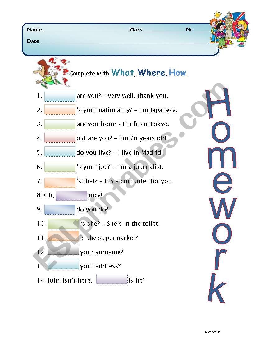 what, where and how worksheet
