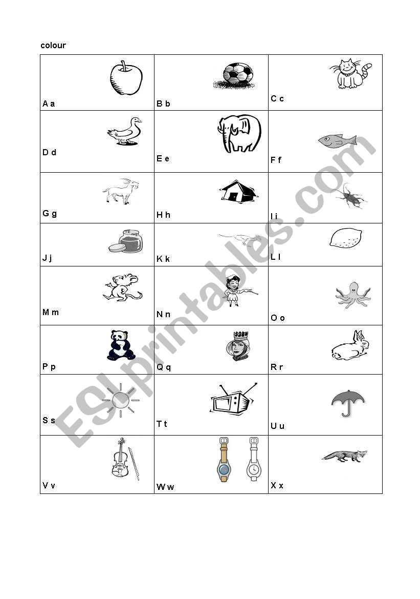 colouring alphabet worksheet