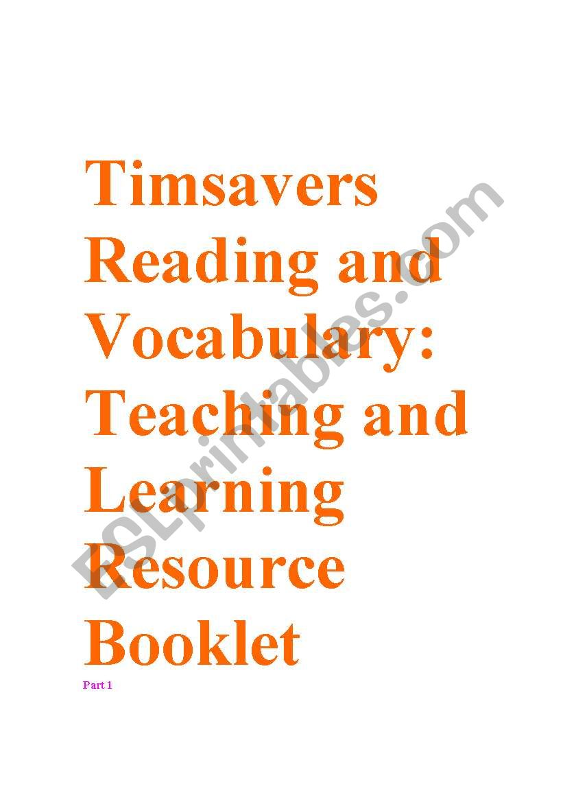 Timesavers Reading and Vocabulary Booklet part 1