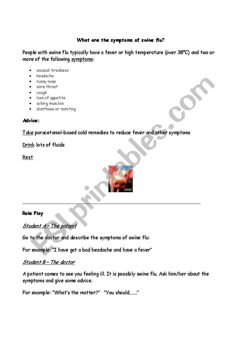 Swine Flu Worksheet worksheet