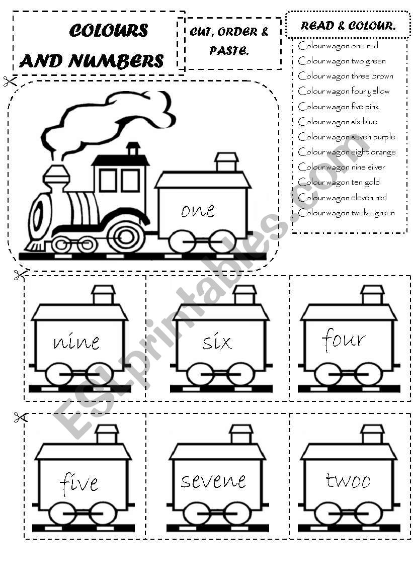 COLOURS AND NUMBERS TRAIN worksheet