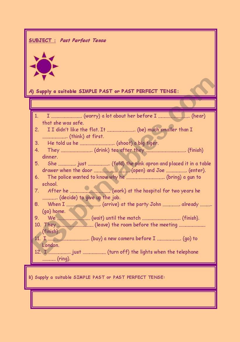 past simple worksheet