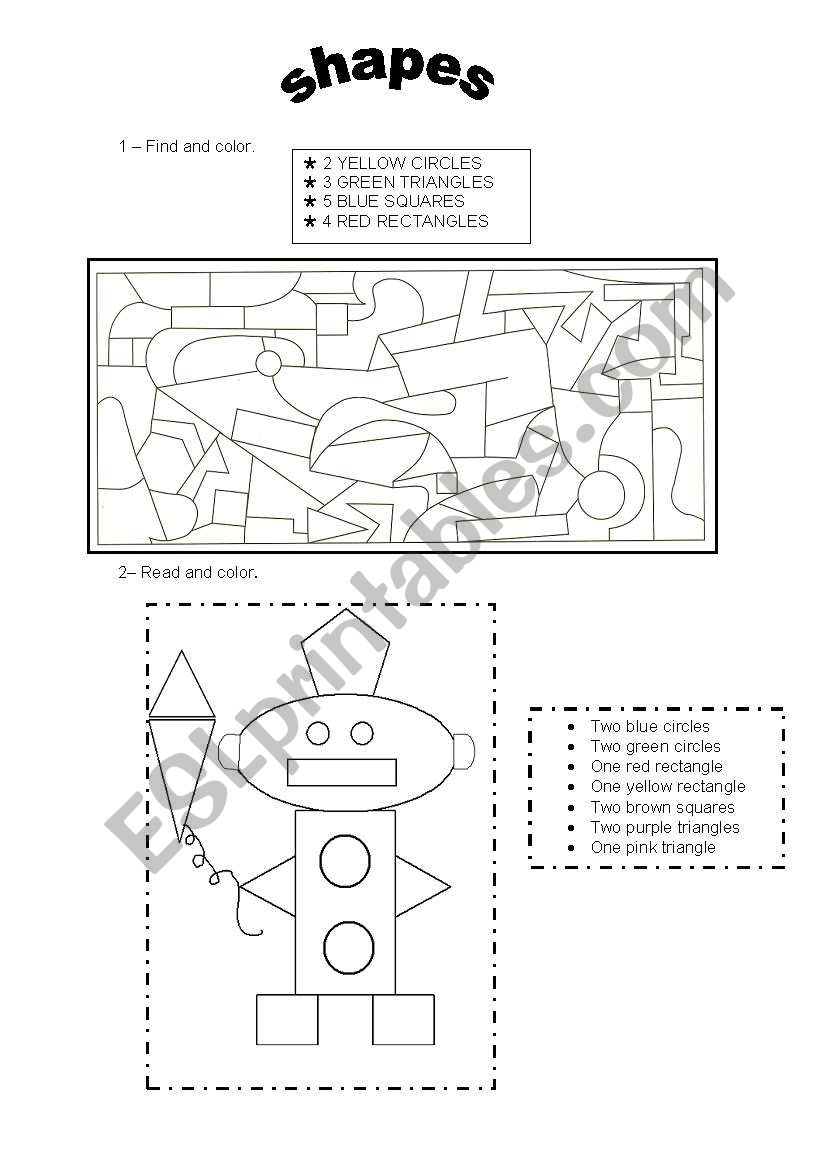 Shapes and color worksheet