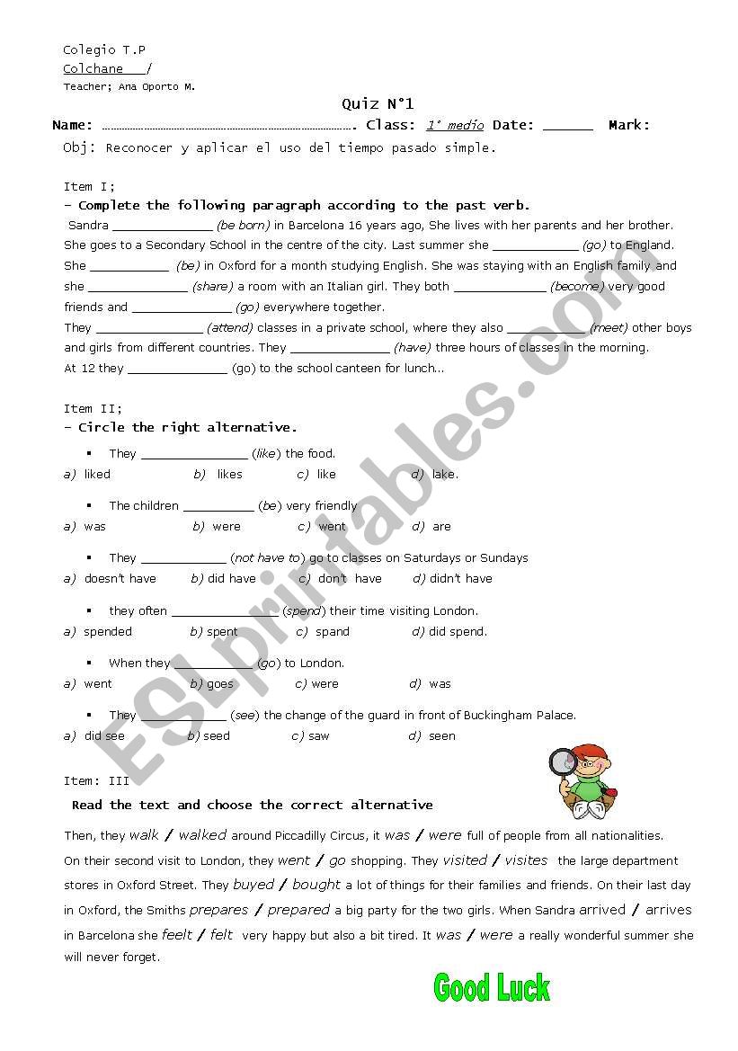 Past Simple worksheet