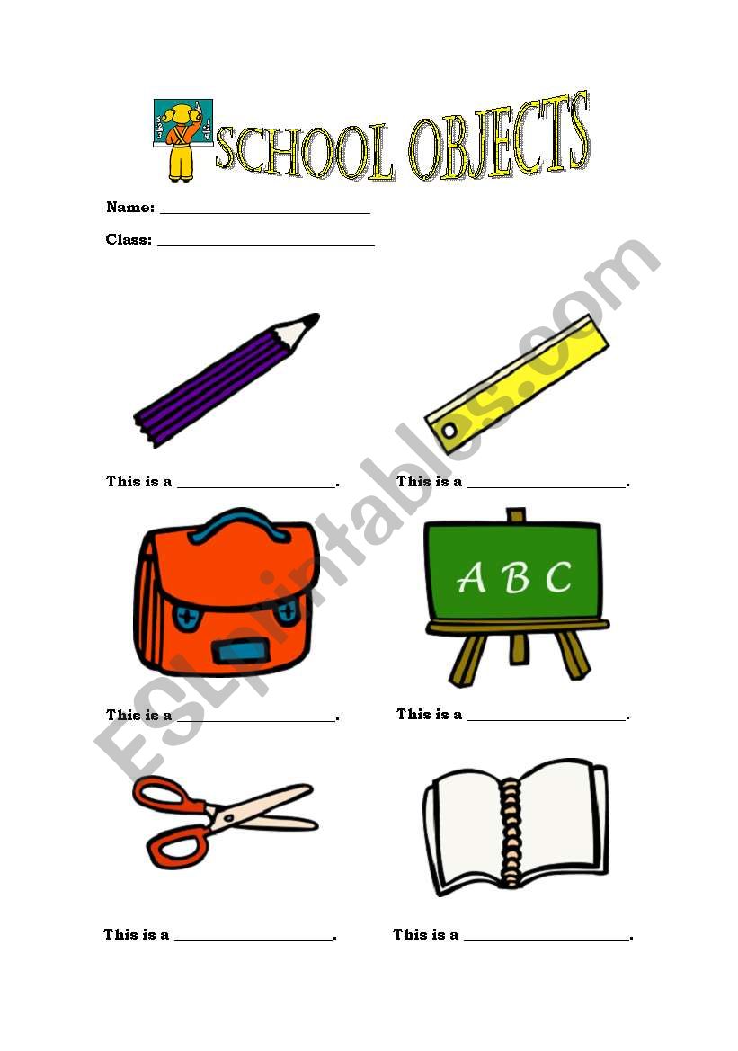 School objects worksheet