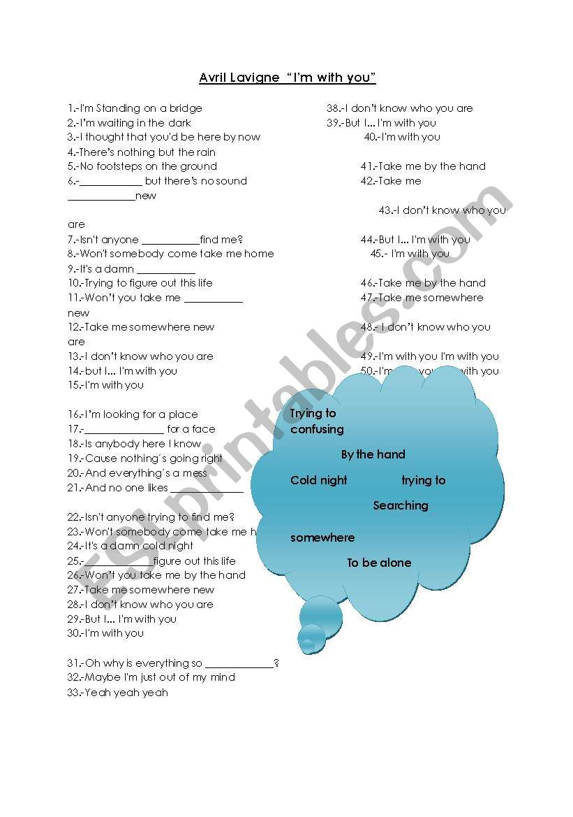 Im with you_avril lavigne worksheet
