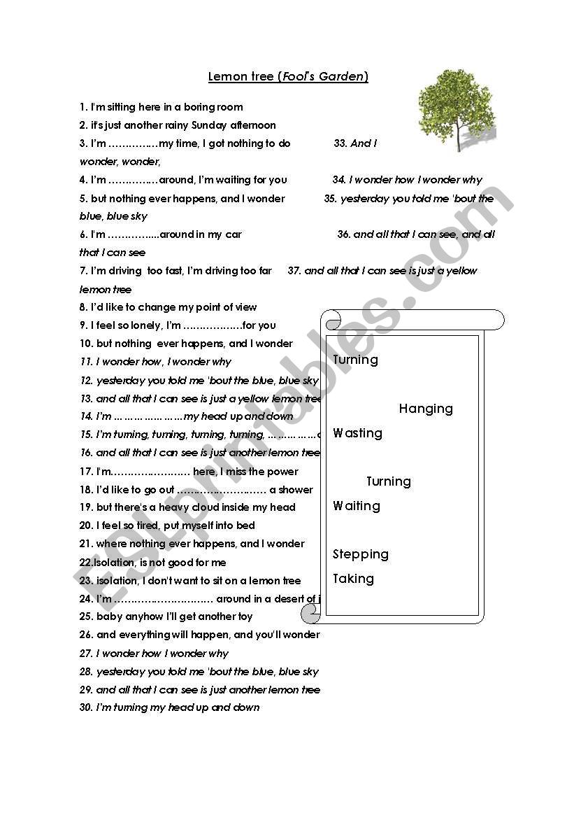 lemon tree_fools garden worksheet