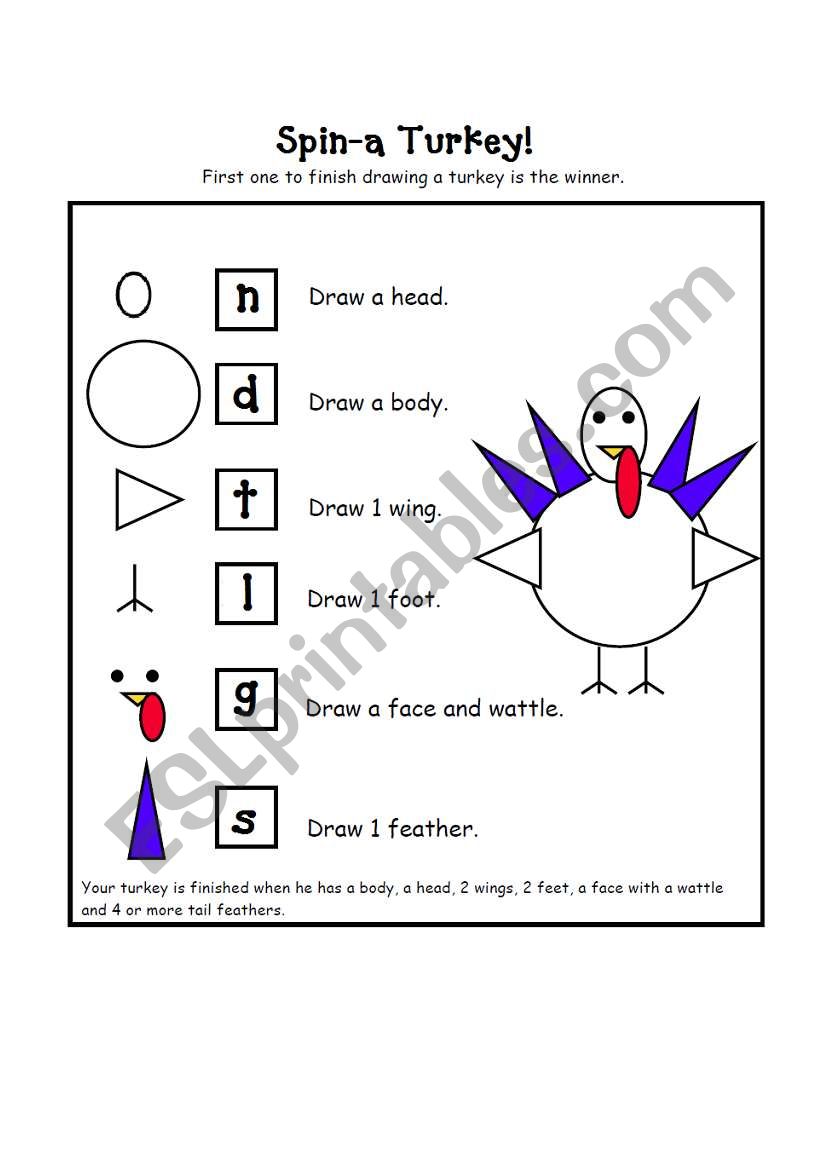 spin a turkey worksheet
