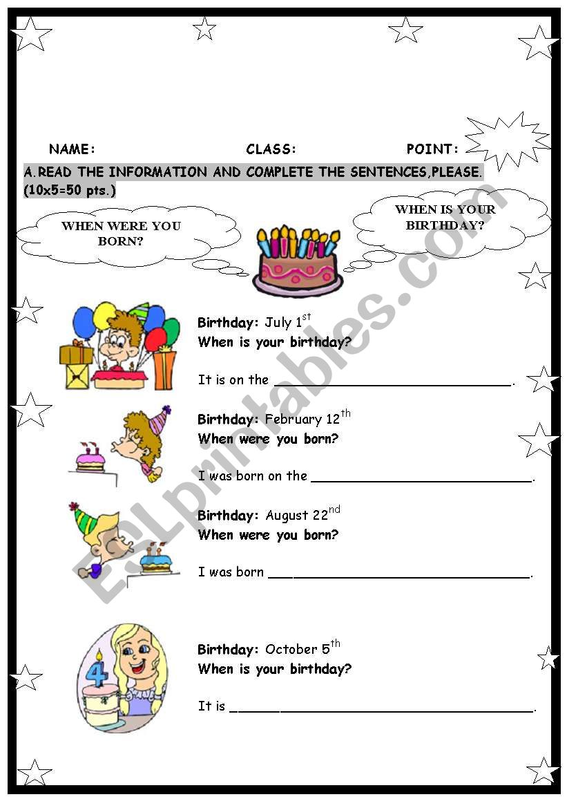 birthday - ESL worksheet by cerenhacioglu