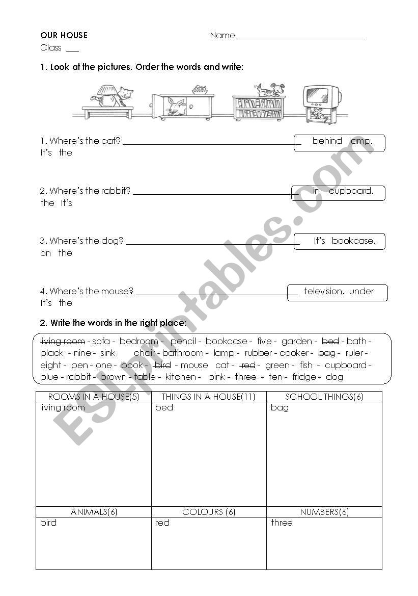 Our house  Part 1 worksheet