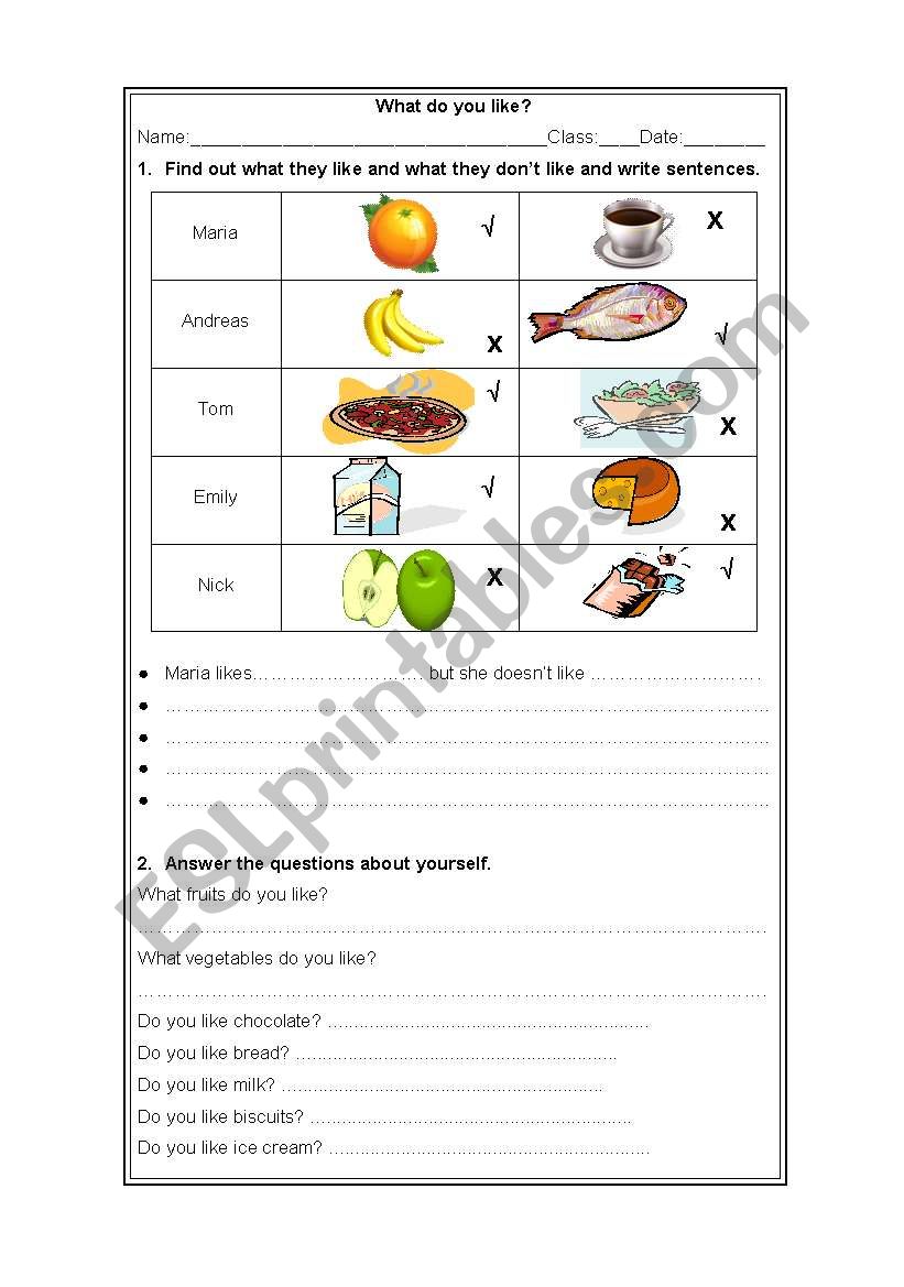 What do you Like? worksheet