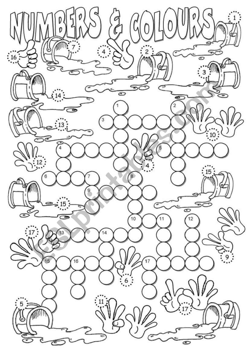 Colours and Numbers (1-10) worksheet