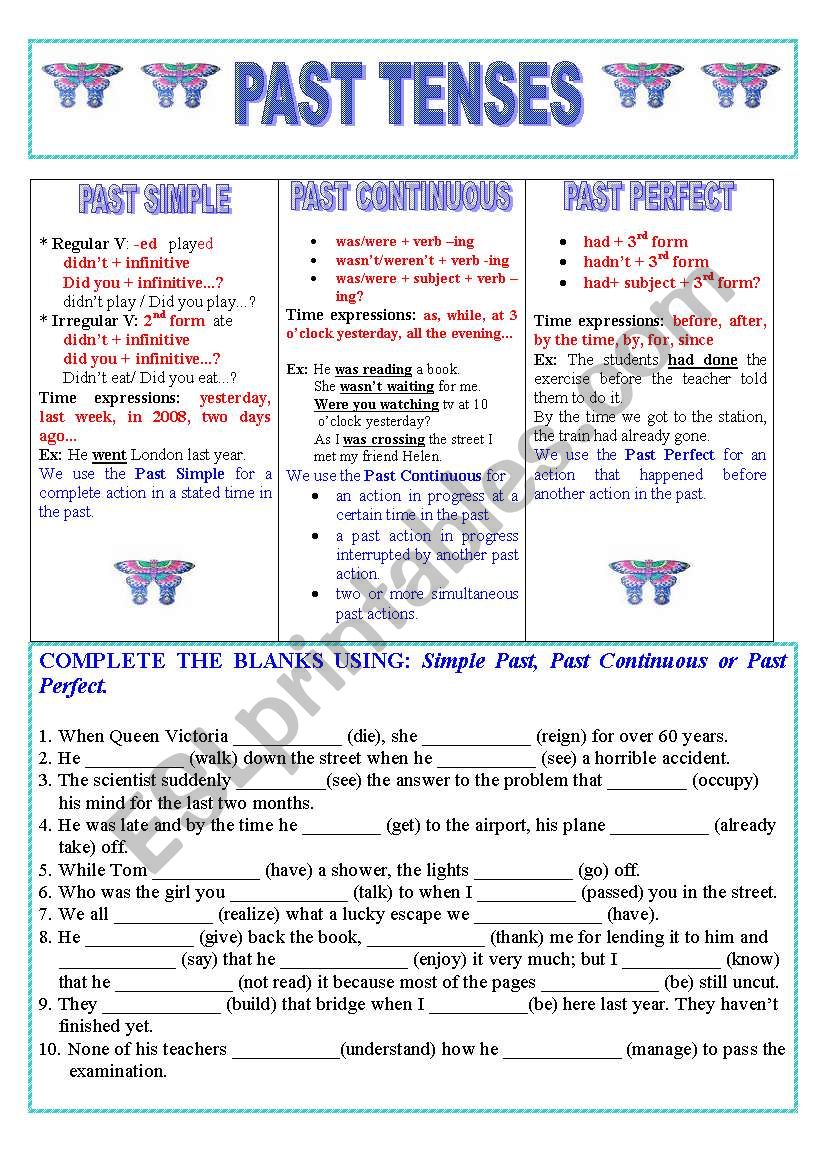 Past Tenses worksheet