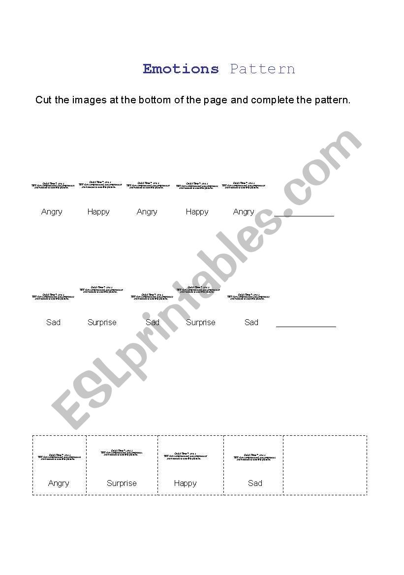 Emotions Pattern worksheet