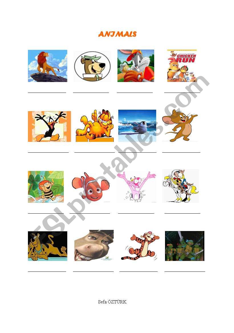 ANIMALS worksheet