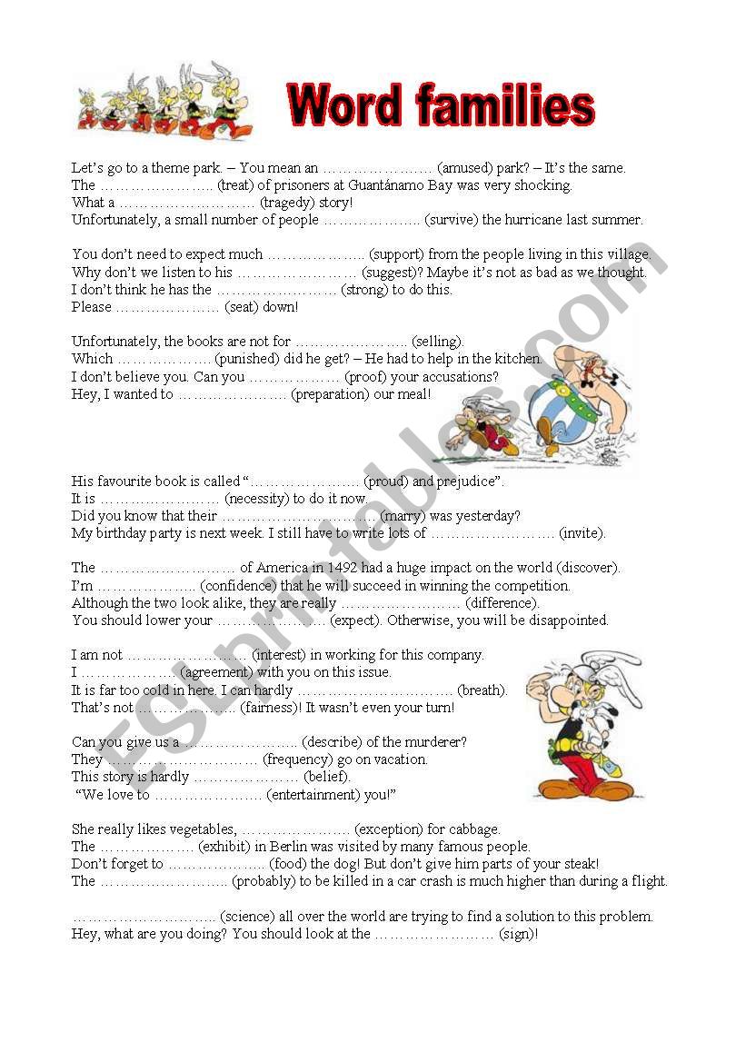 Word families worksheet