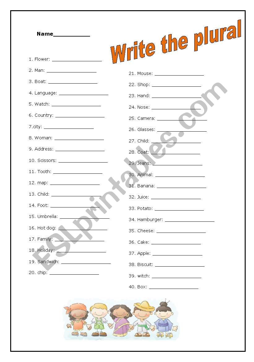 single-plural worksheet