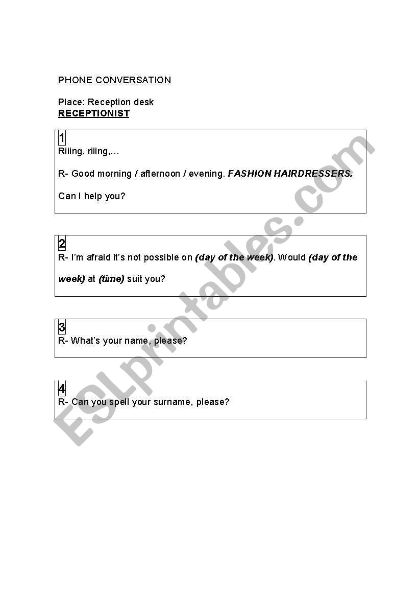 AT THE HAIRDRESSERS worksheet