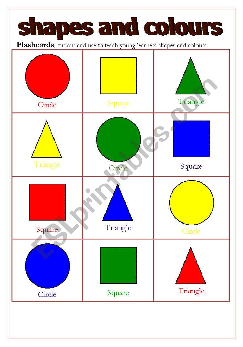 Shapes and colours Flashcards worksheet
