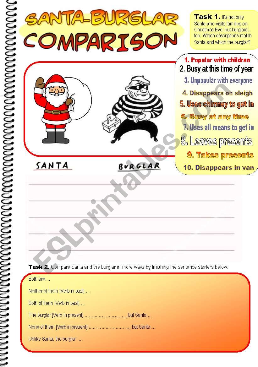 Santa-Burglar Comparison worksheet