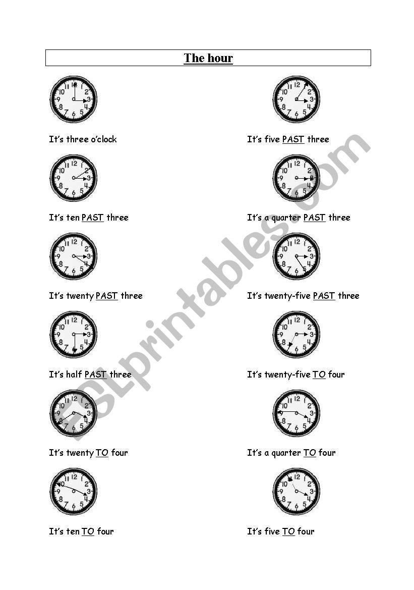 the hour worksheet