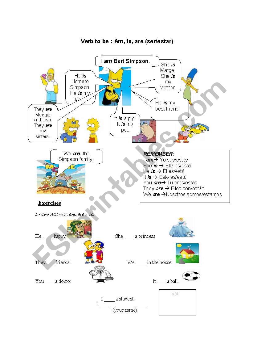 verb to be worksheet