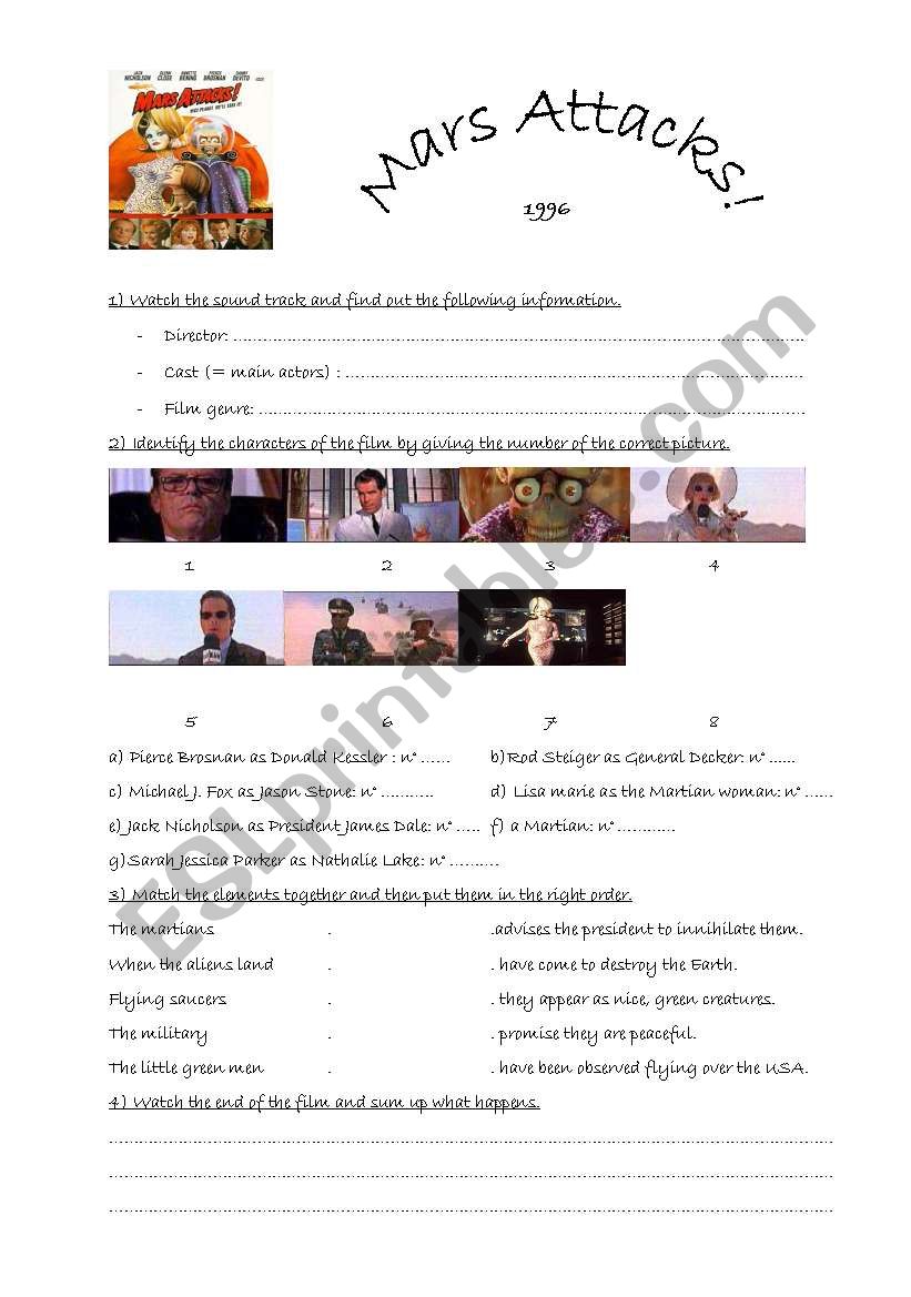 Mars Attacks worksheet worksheet