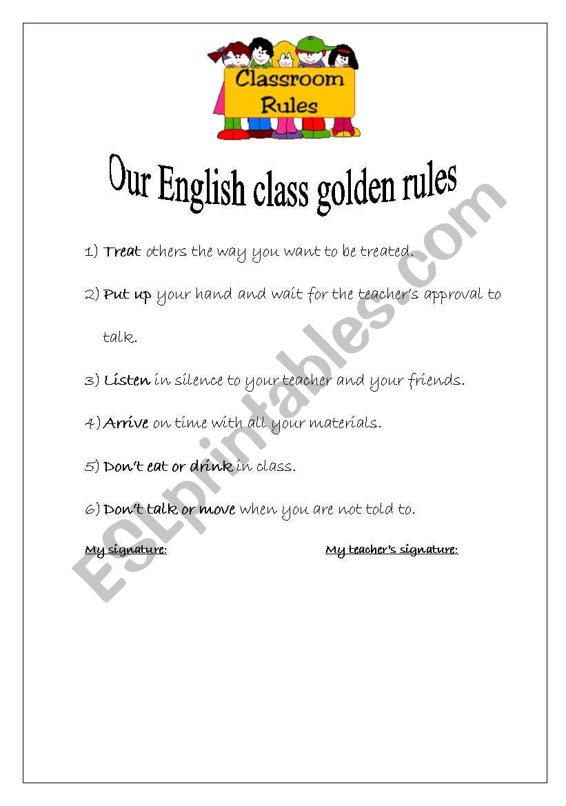 Class rules worksheet