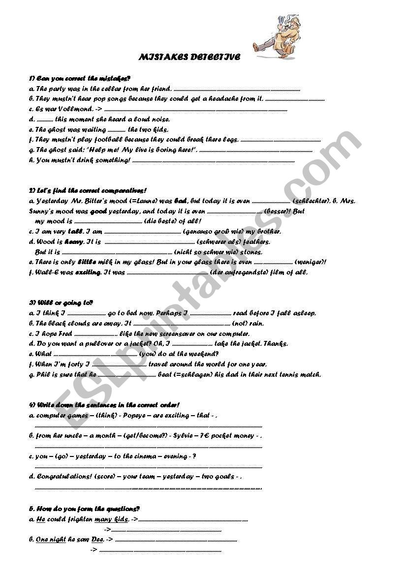 mistakes detective worksheet