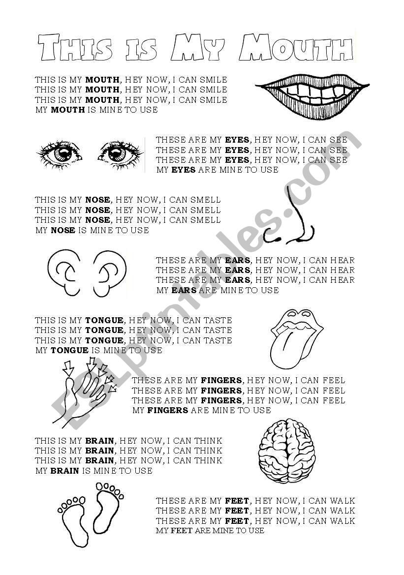 This is my mouth - Lyrics worksheet