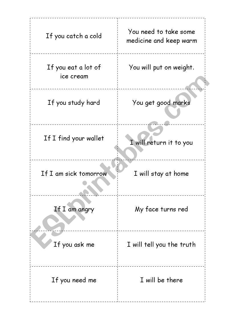 Conditionals memotest cards worksheet