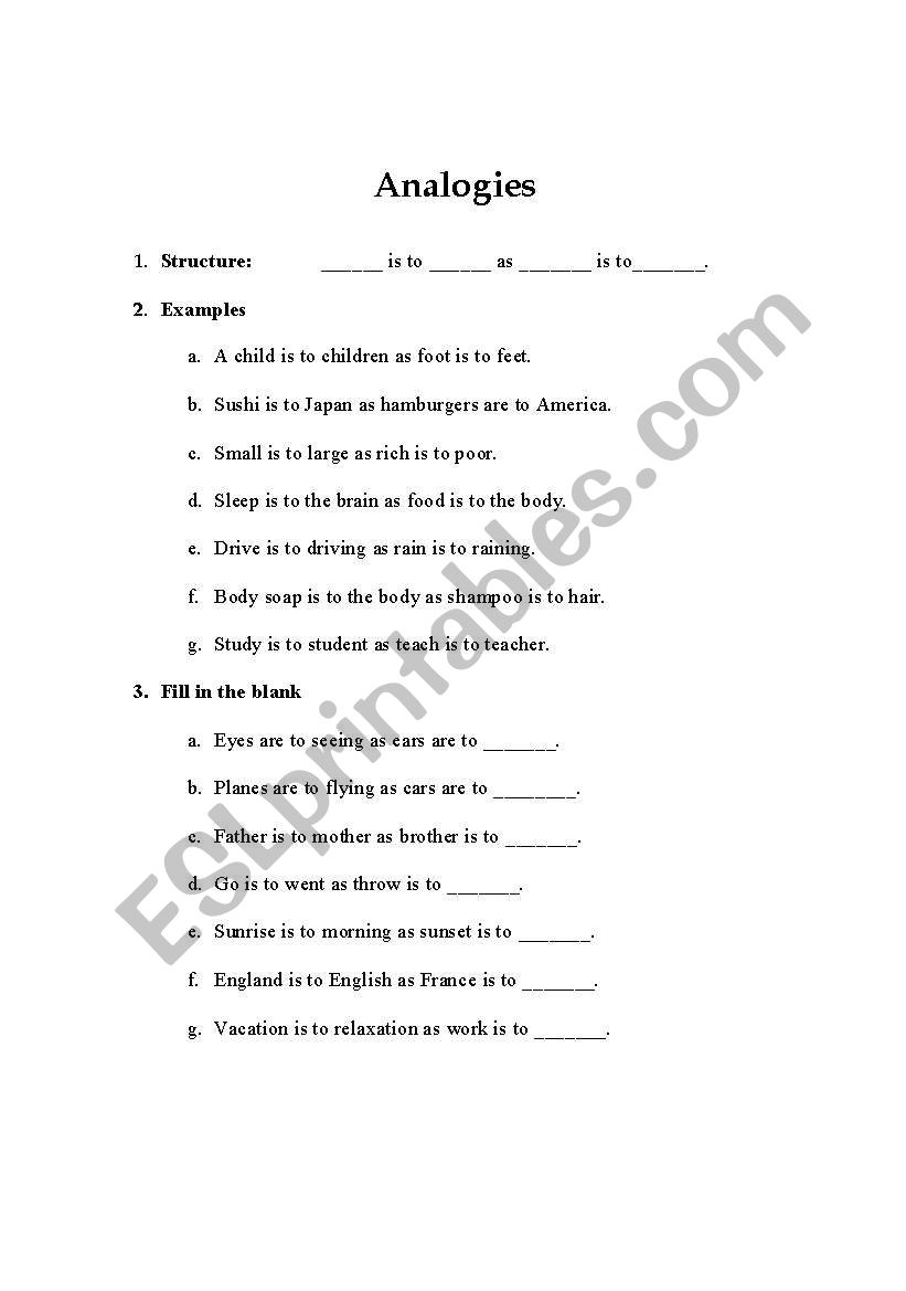 Analogies - Explanation and Practice