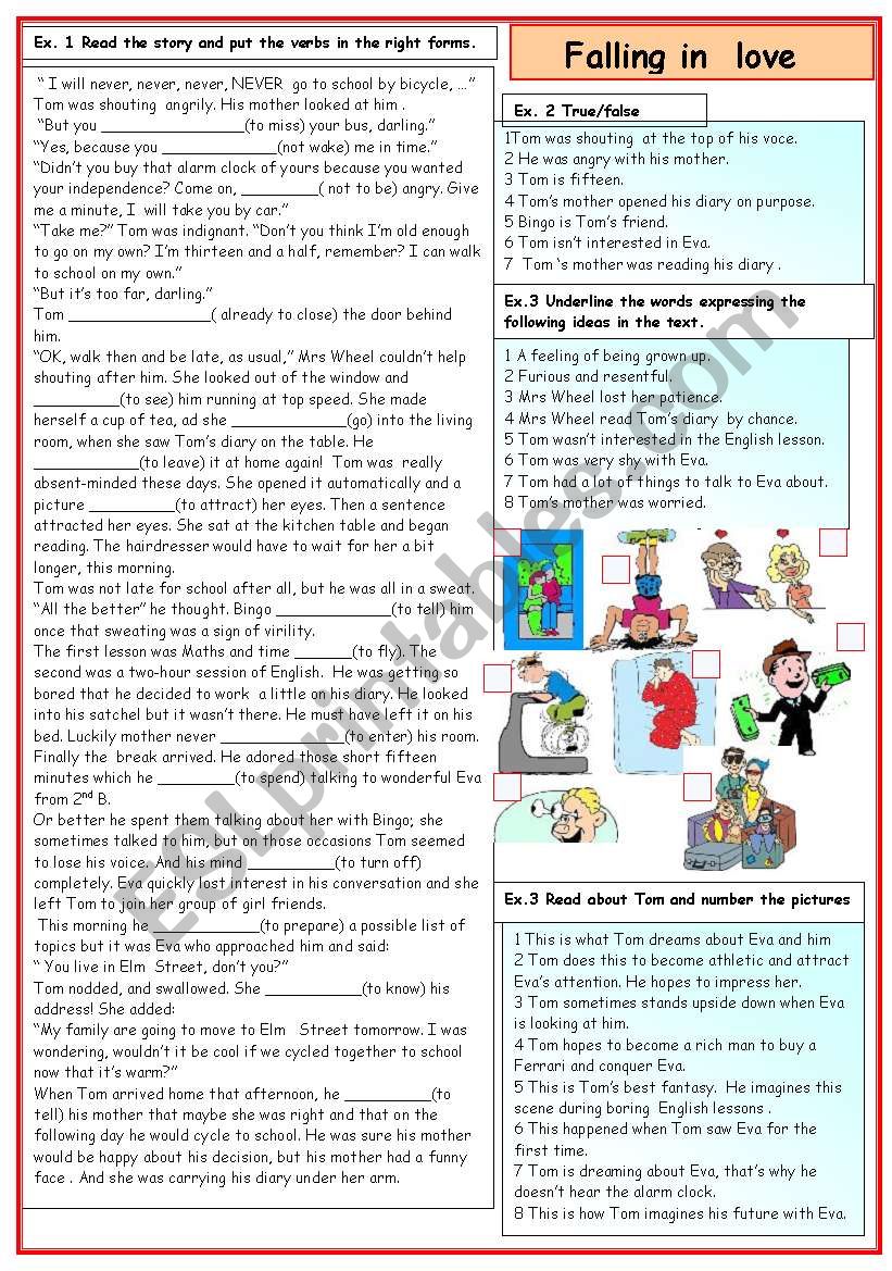 Falling in love worksheet