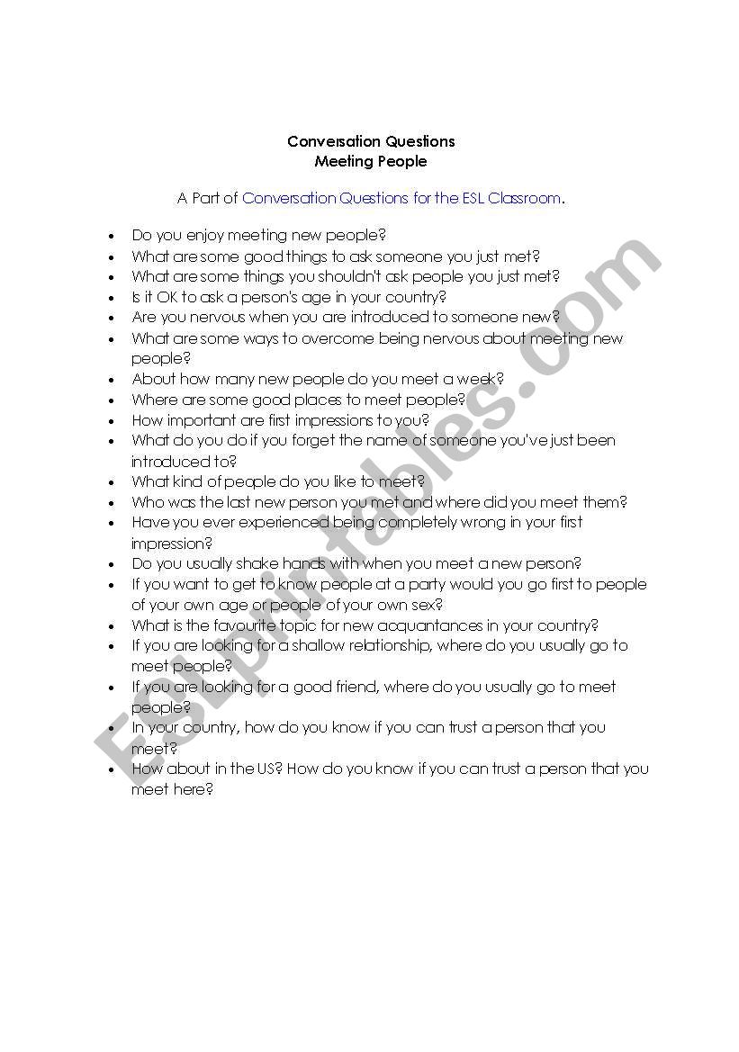 conversation worksheet