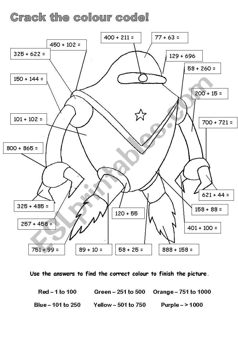 Crack the colour code! worksheet