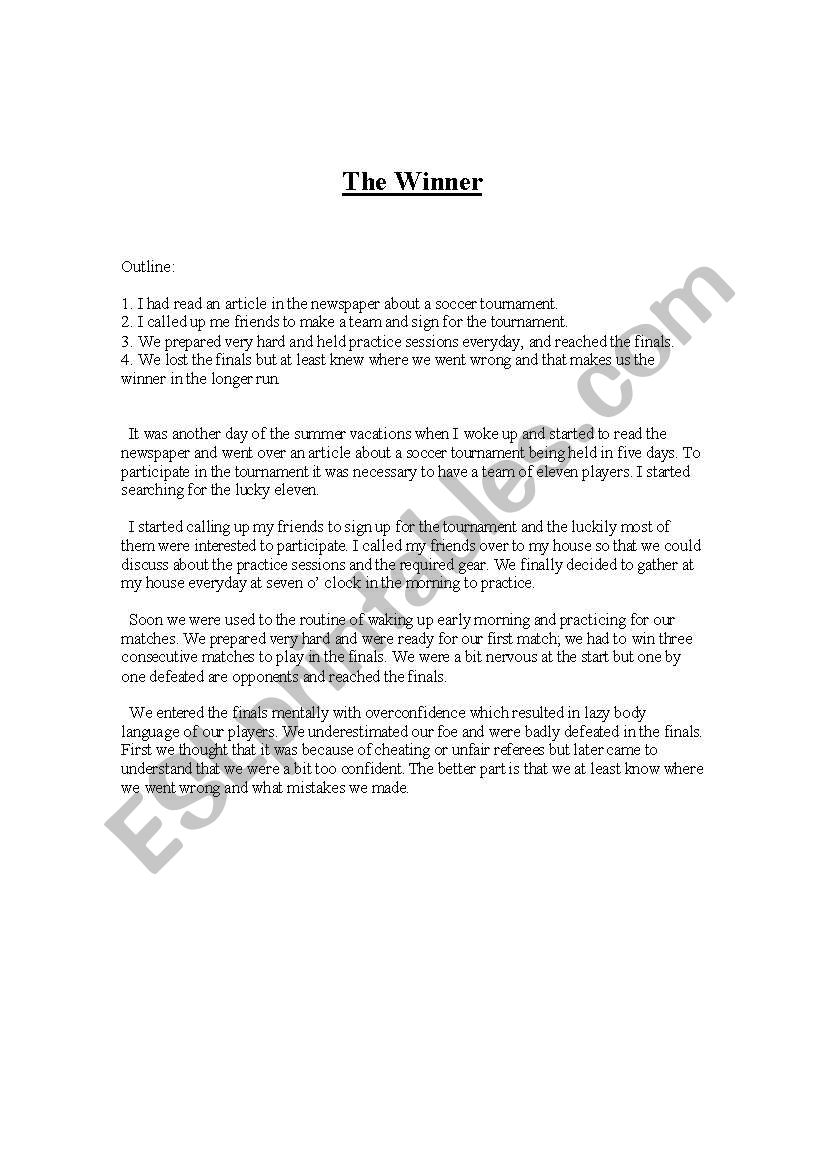 The Winner worksheet