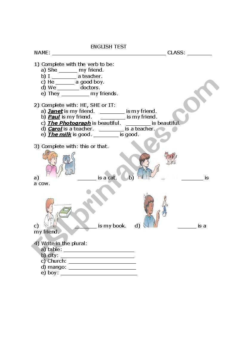 Verb to be and this and that worksheet