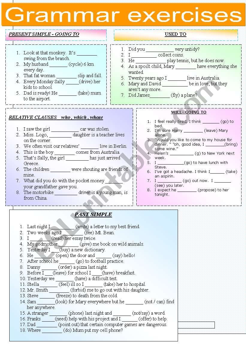 GRAMMAR REVISION worksheet