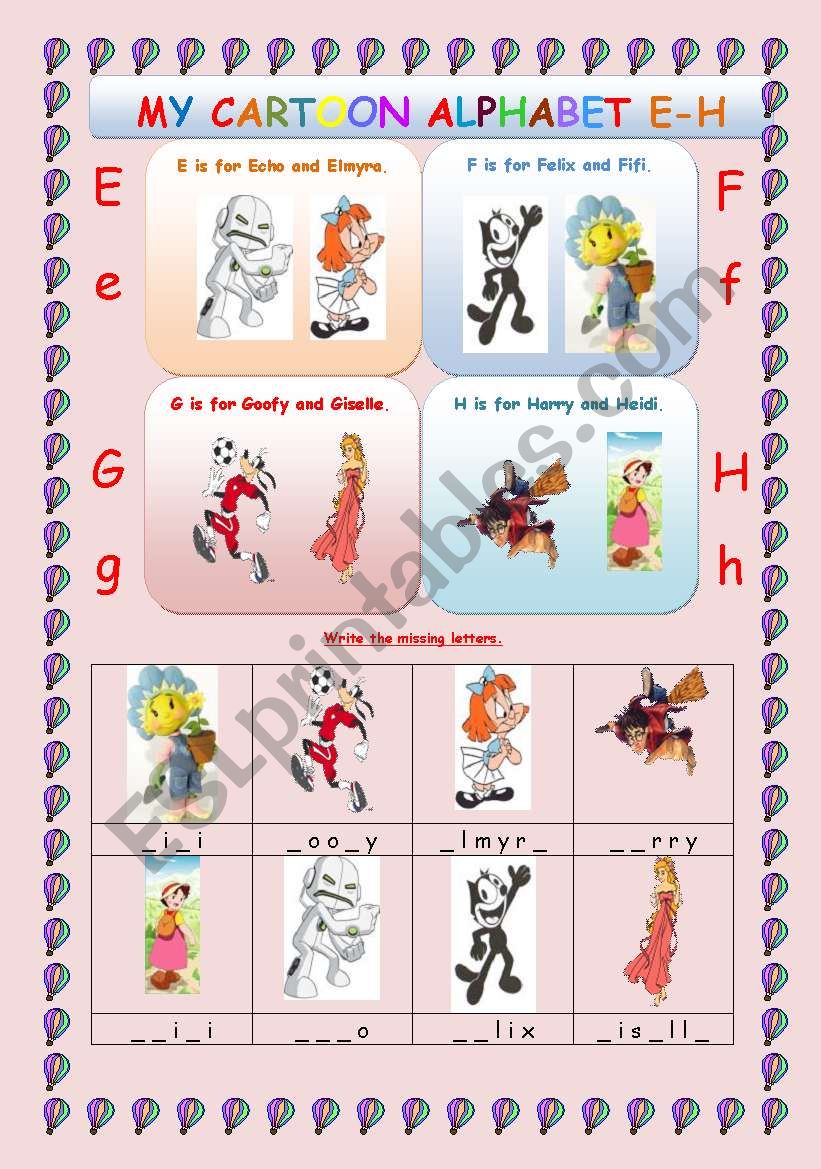 ALPHABET: CARTOON ALPHABET BOOK E-H