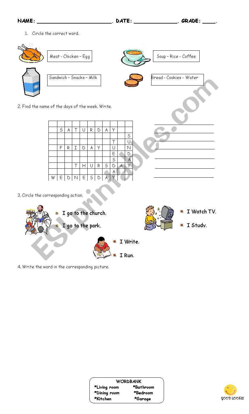 FOOD worksheet