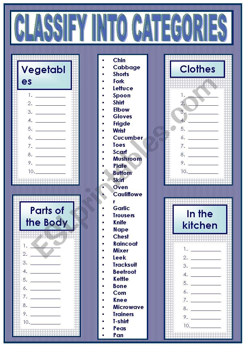 classify-into-categories-esl-worksheet-by-joycemon